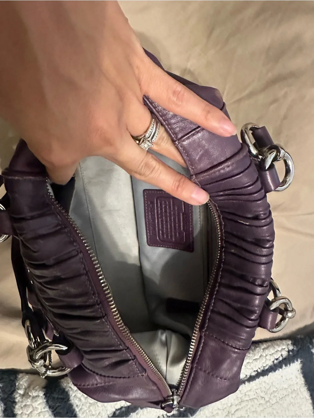 Coach Plum leather Coach Ashley Leather Satchel Handbag